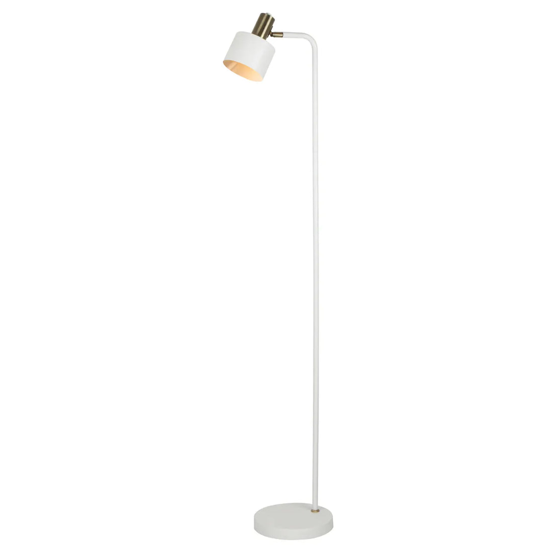 Flotar Interior Cylinder Iron Shade Floor Lamp with Antique Brass Highlight White