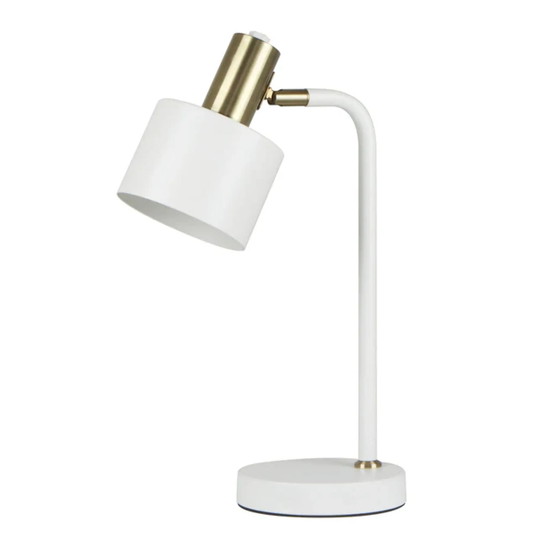 Flotar Interior Cylinder Iron Shade Table Lamp with Antique Brass Highlight White