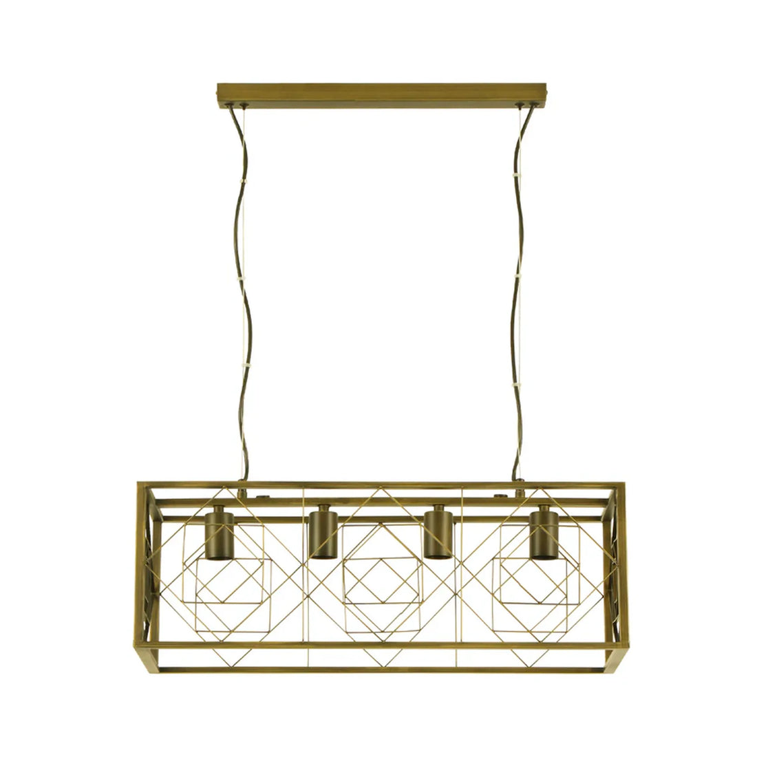 Gaggia Interior Rectangular Cage Pendant Light Imitation Antique Brass