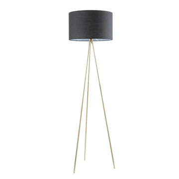 Jambes Drum Shade Tripod Floor Lamp with Antique Brass Black