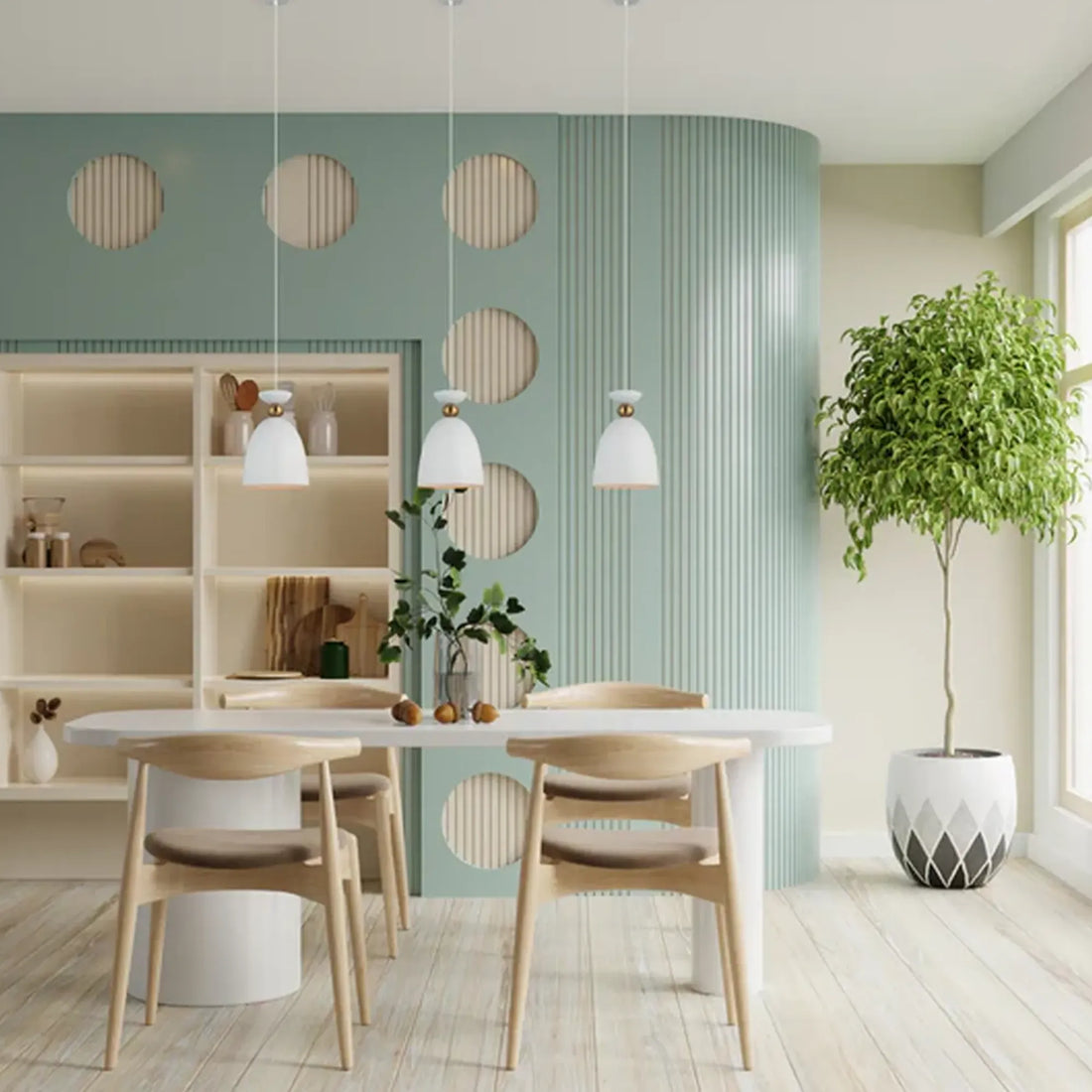 Kansi Interior Bell Shape Pendant Light Matte White