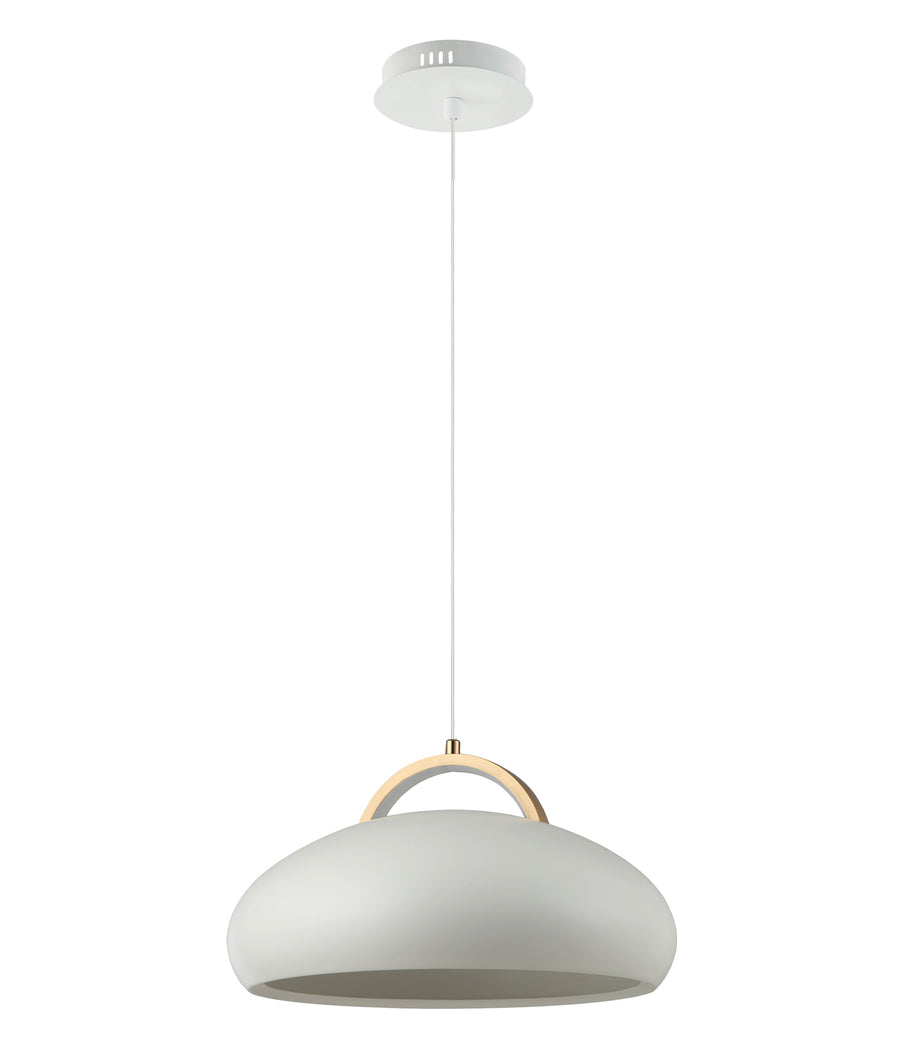 Kupol Interior LED Tri-CCT Dome with Brass Highlight Pendant Light White