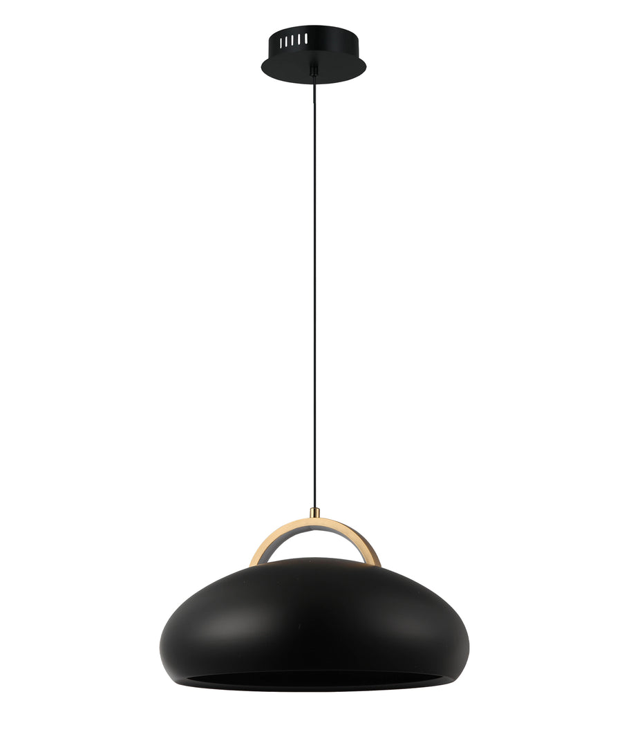 Kupol Interior LED Tri-CCT Dome with Brass Highlight Pendant Light Black