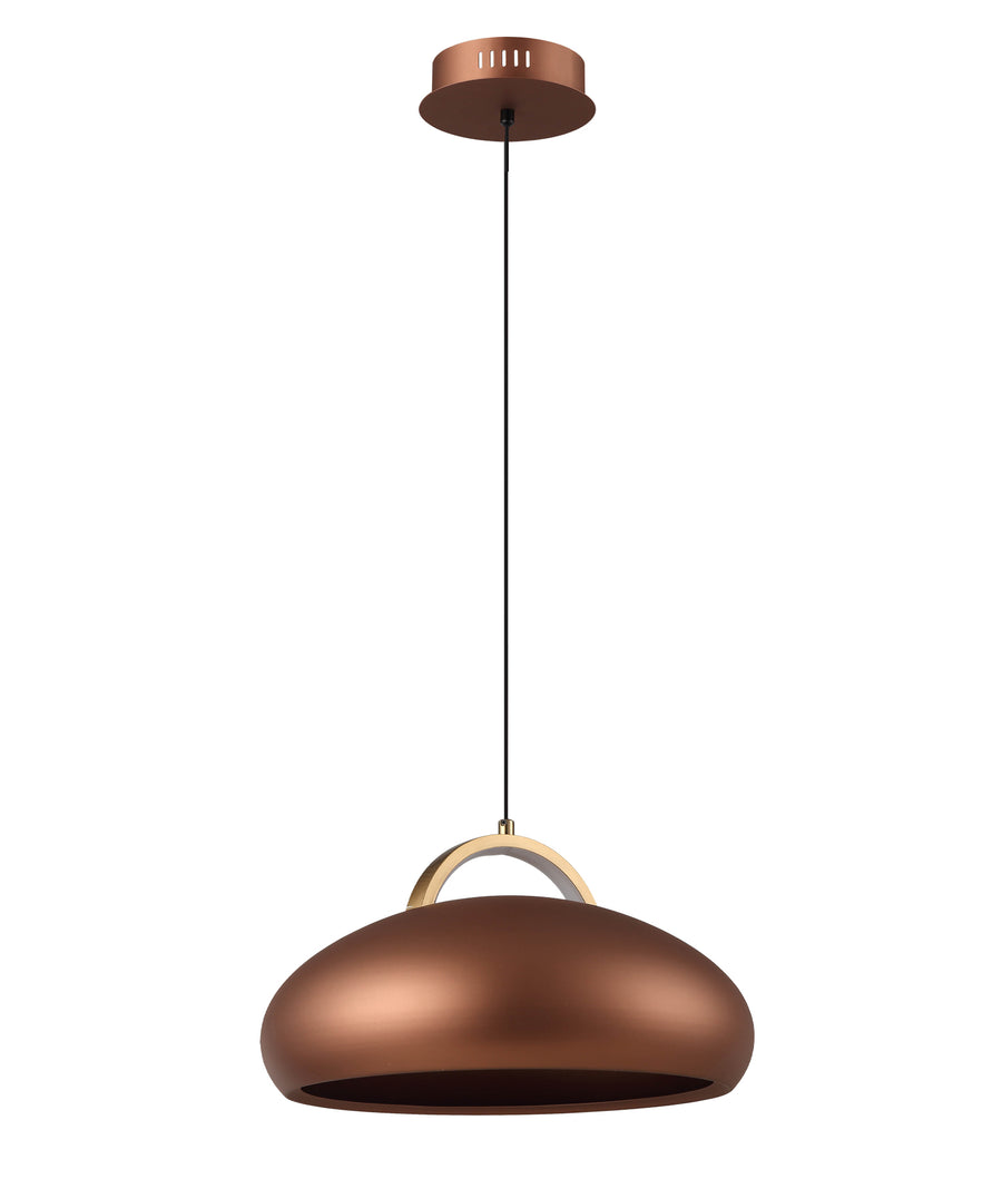 Kupol Interior LED Tri-CCT Dome with Brass Highlight Pendant Light Coffee