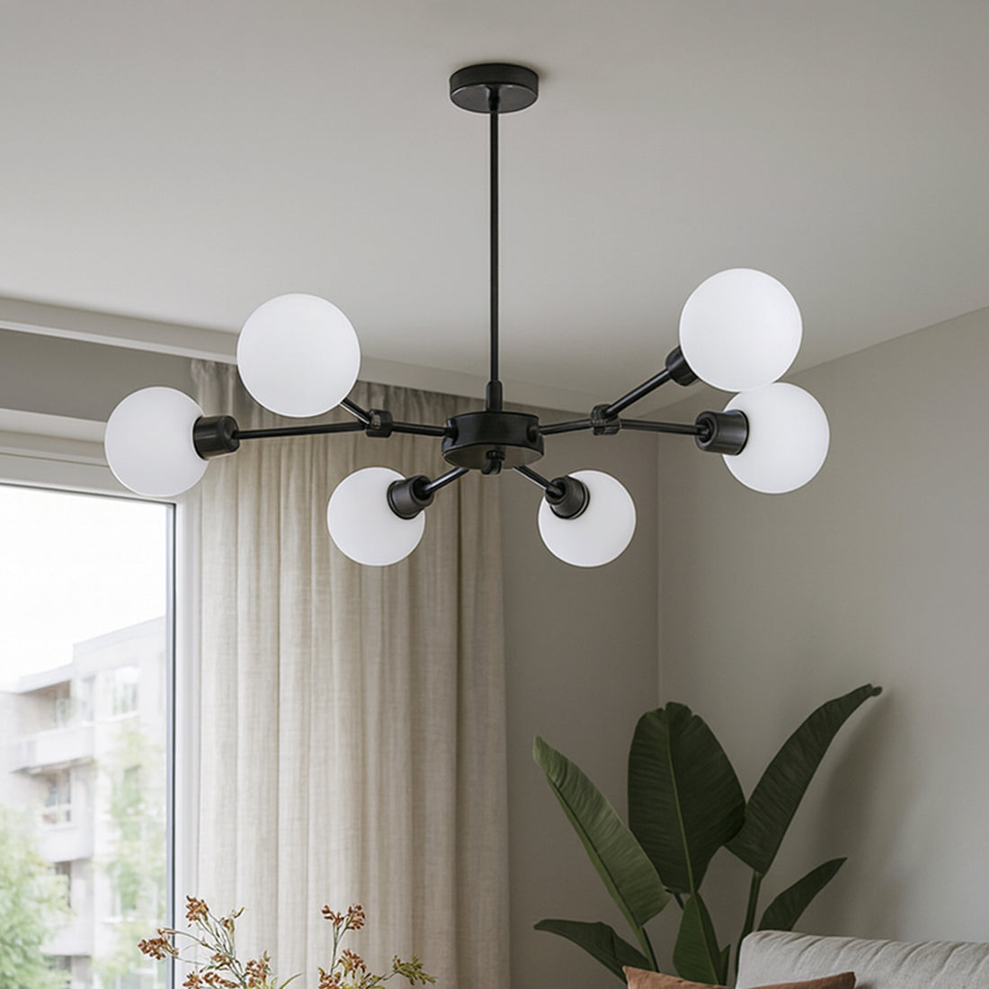 Grette 6 Lights Pendant Light - Smoky/Opal Glass