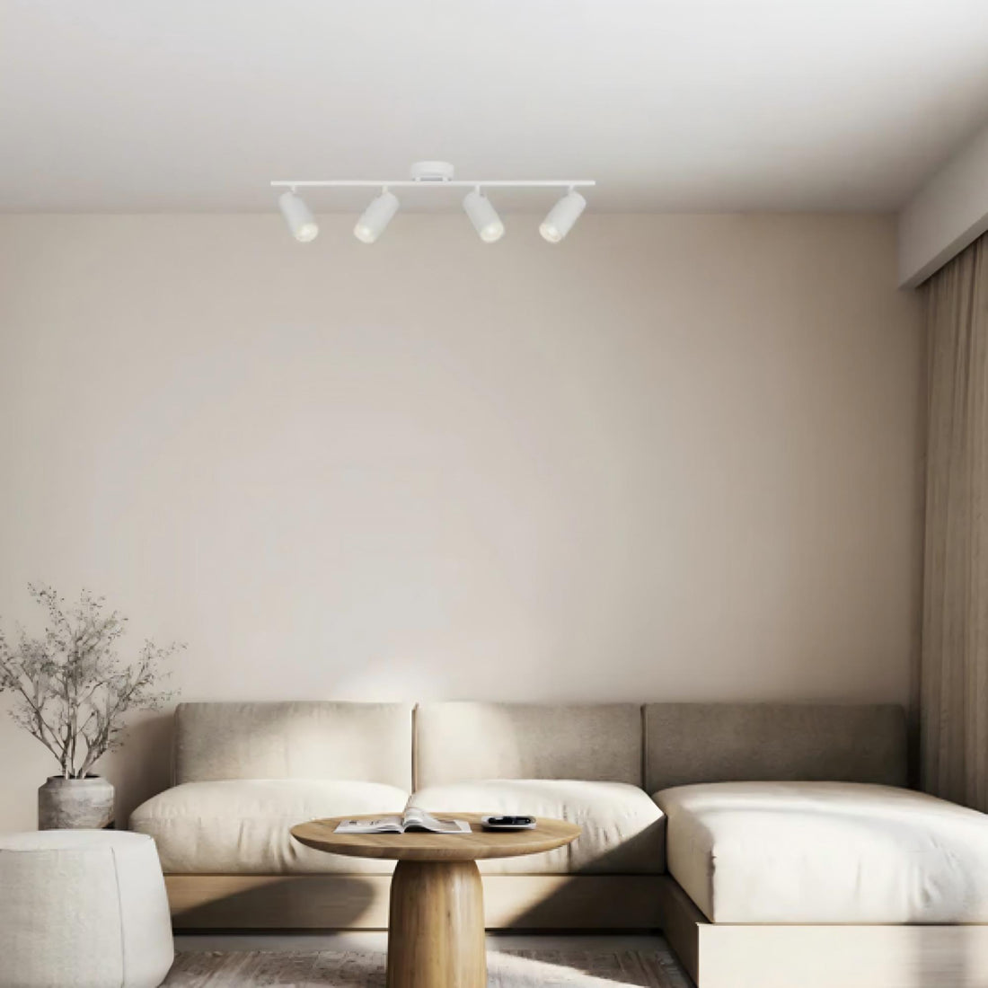 Lengan Interior Four Heads Adjustable Round Base Spot Light White