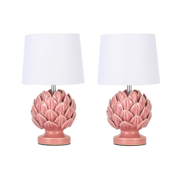 Tasha Artichoke Ceramic Table Lamp Set Of 2 Coral