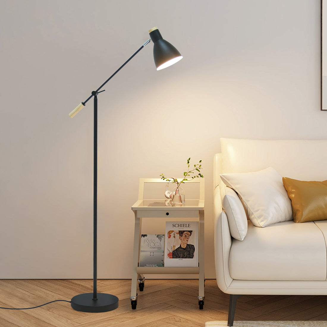 Scandinavian Adjustable Floor Lamp - White/Black