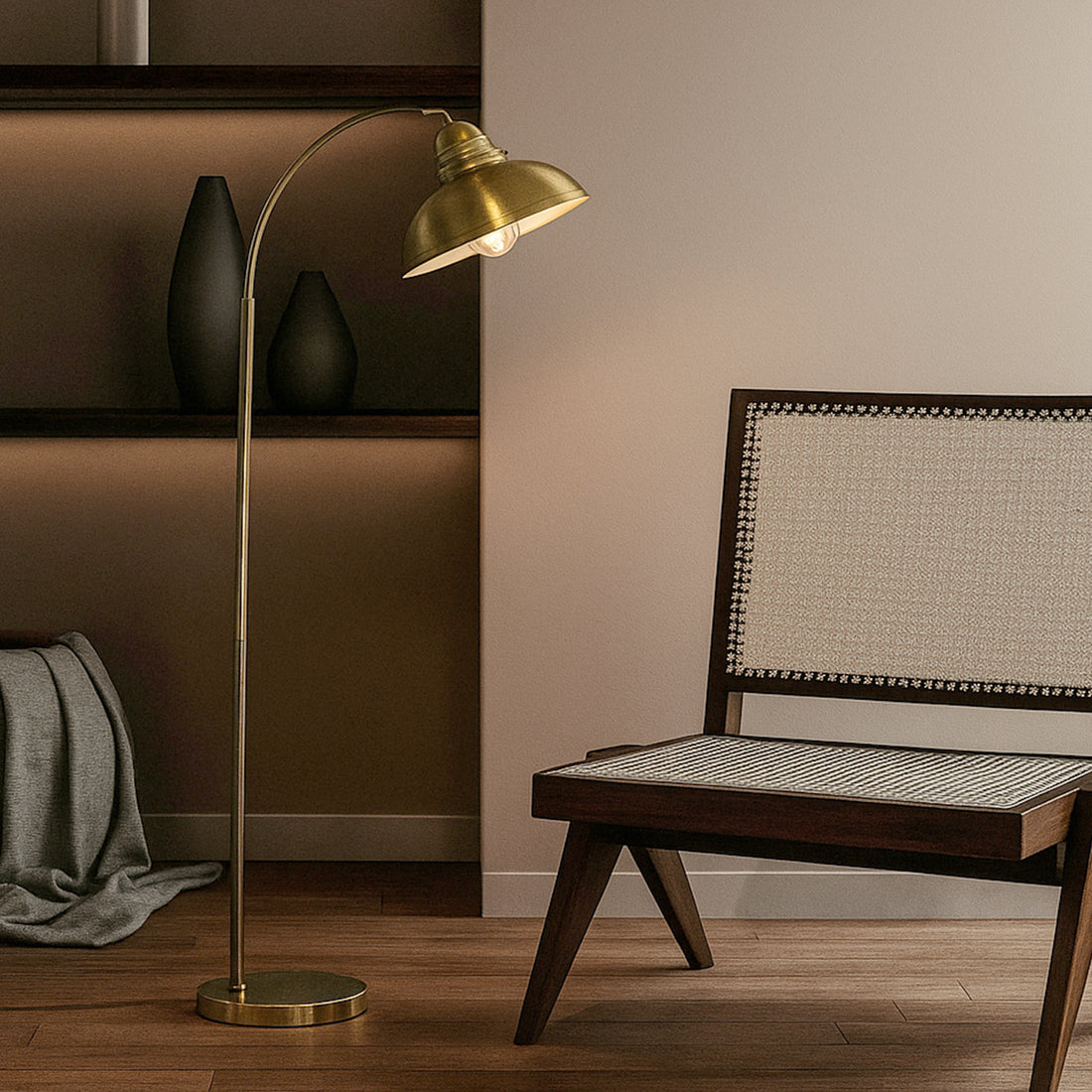 Manor Metal Floor Lamp - Weathered Brass/Antique Chrome/Antique Copper