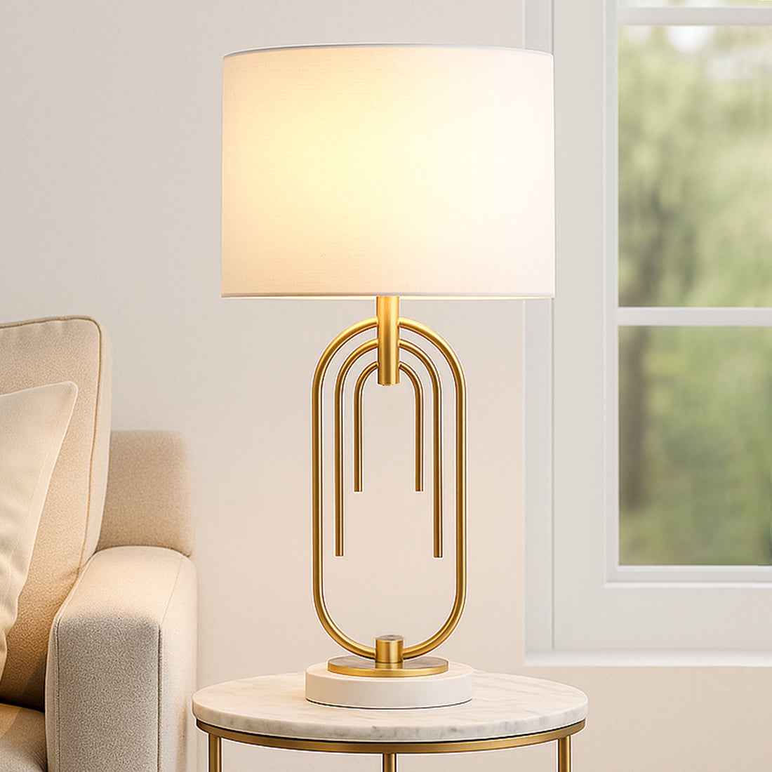 Fleur Table Lamp - White/Black