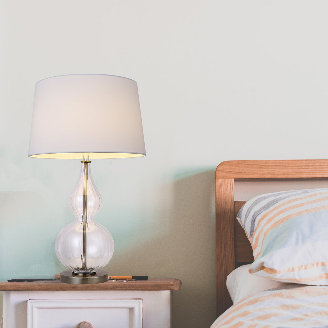 Evaine Table Lamp - White/Grey