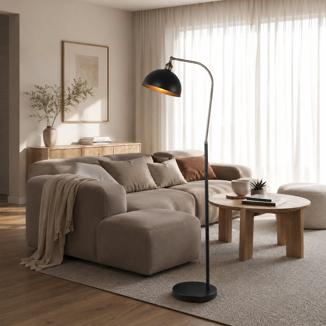 Lenna Floor Lamp - White/Black