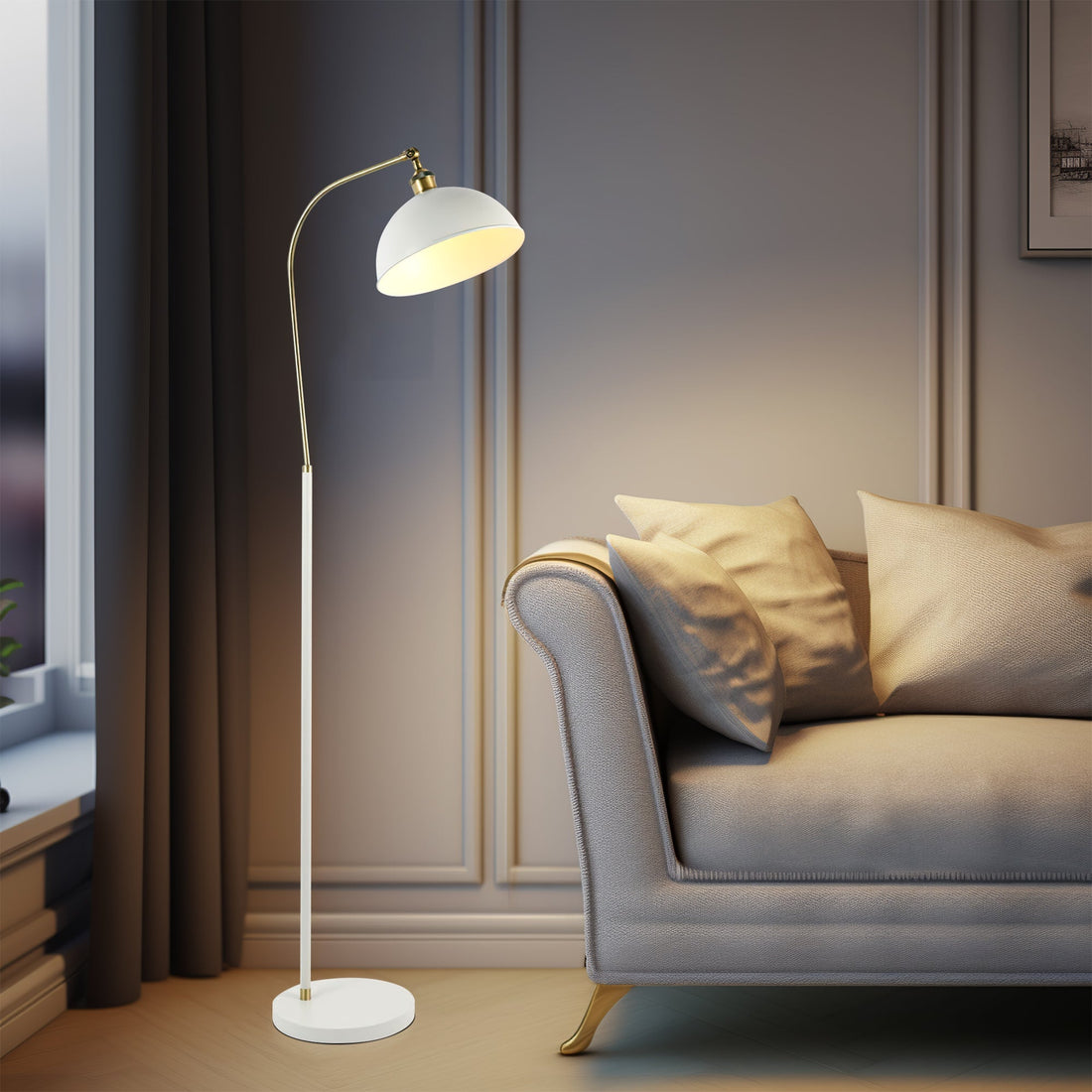 Lenna Floor Lamp - White/Black