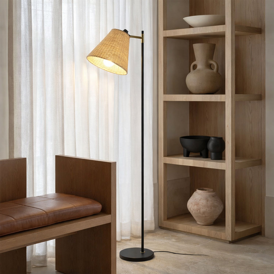 Yvette Rattan Floor Lamp