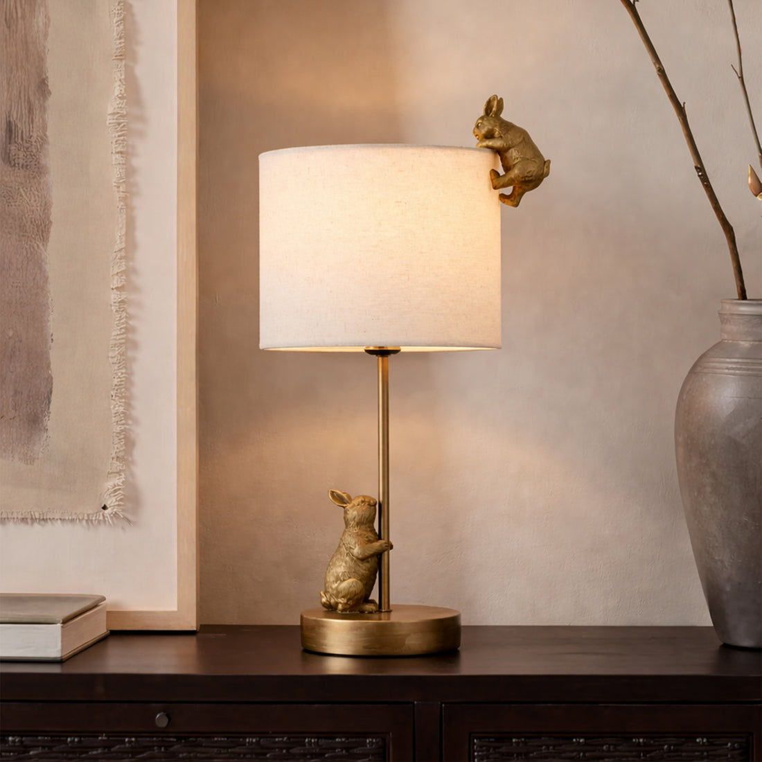 Two Rabbits Playing Table Lamp