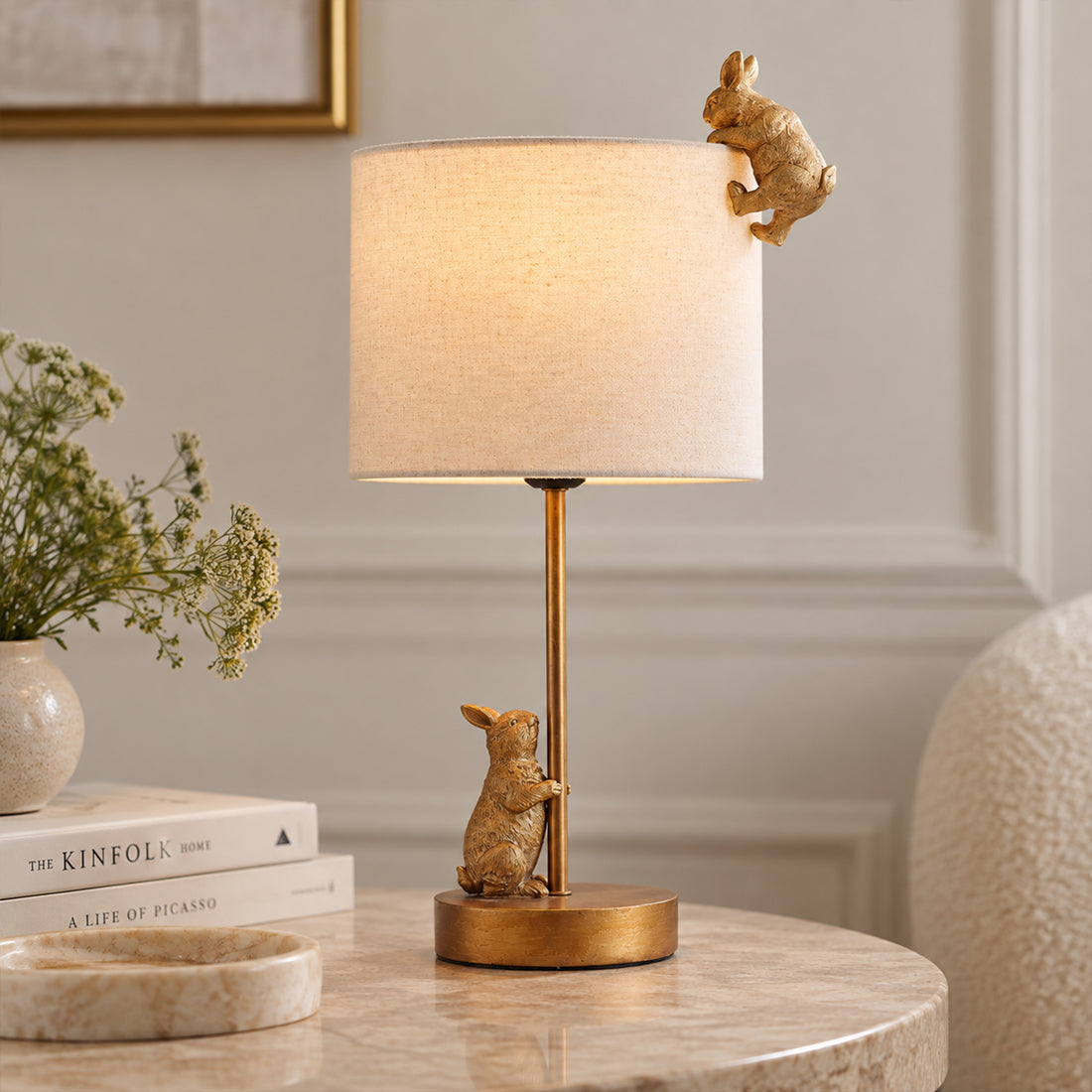 Two Rabbits Playing Table Lamp