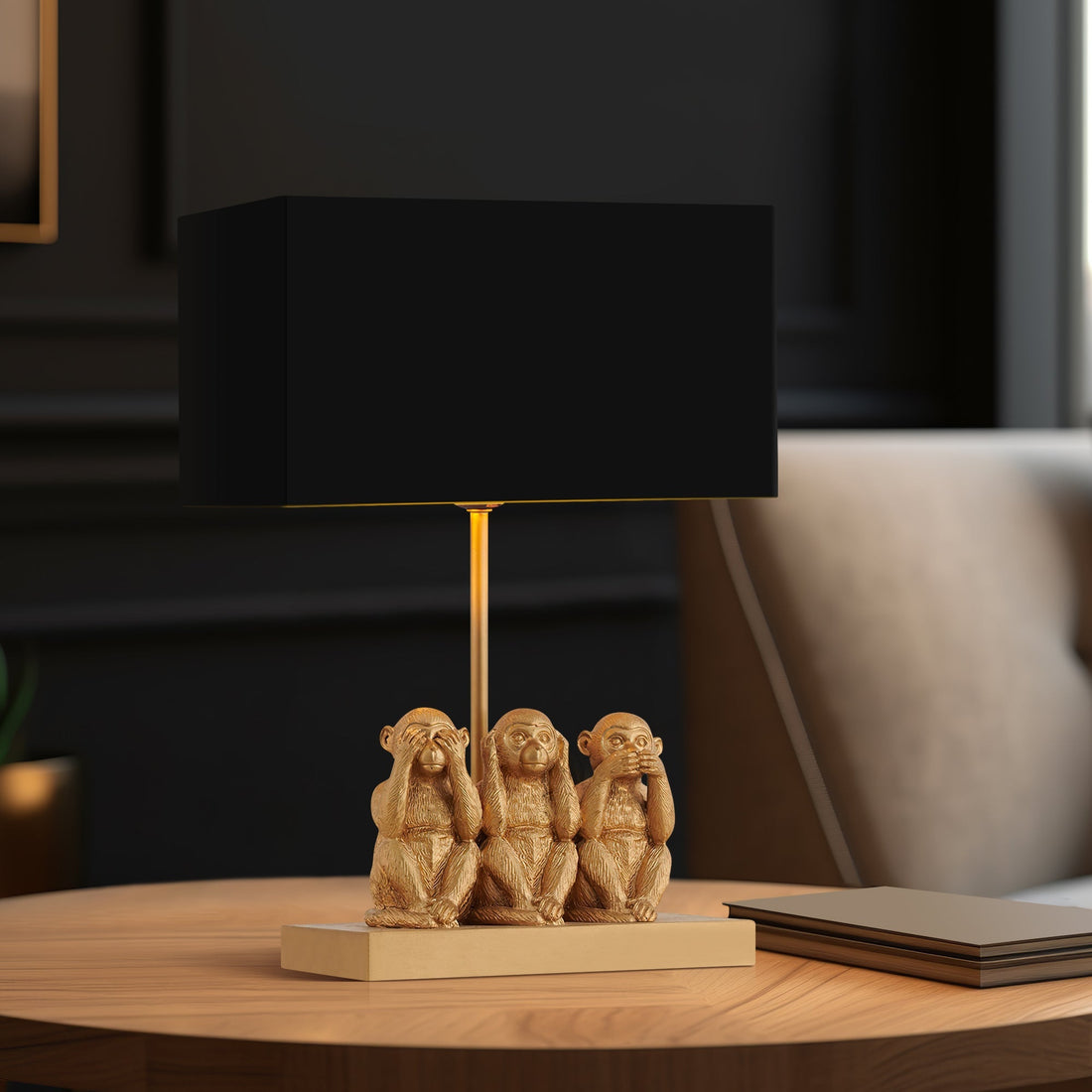 Three Wise Monkeys Table Lamp