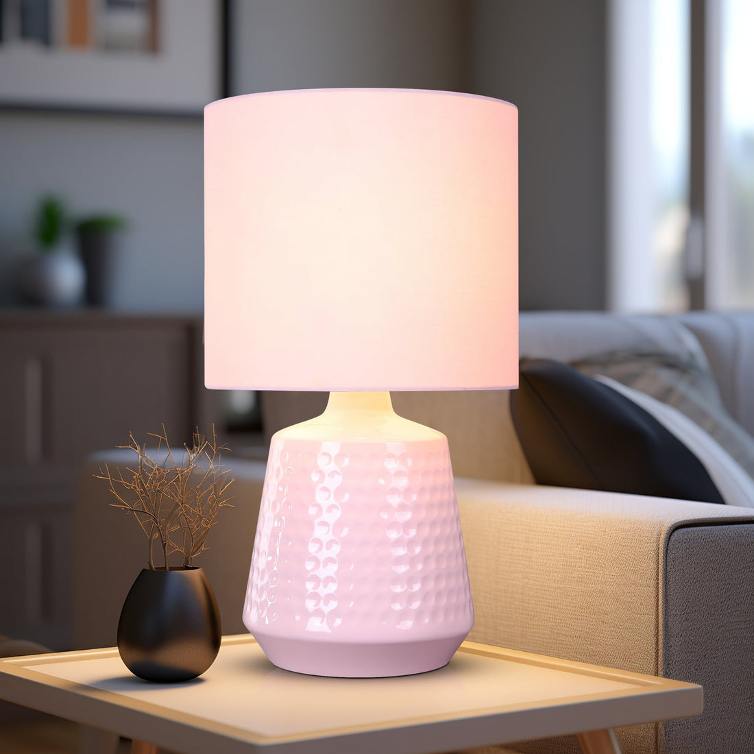 Hyde Touch Table Lamp - Pink/Green/White/Satin Chrome