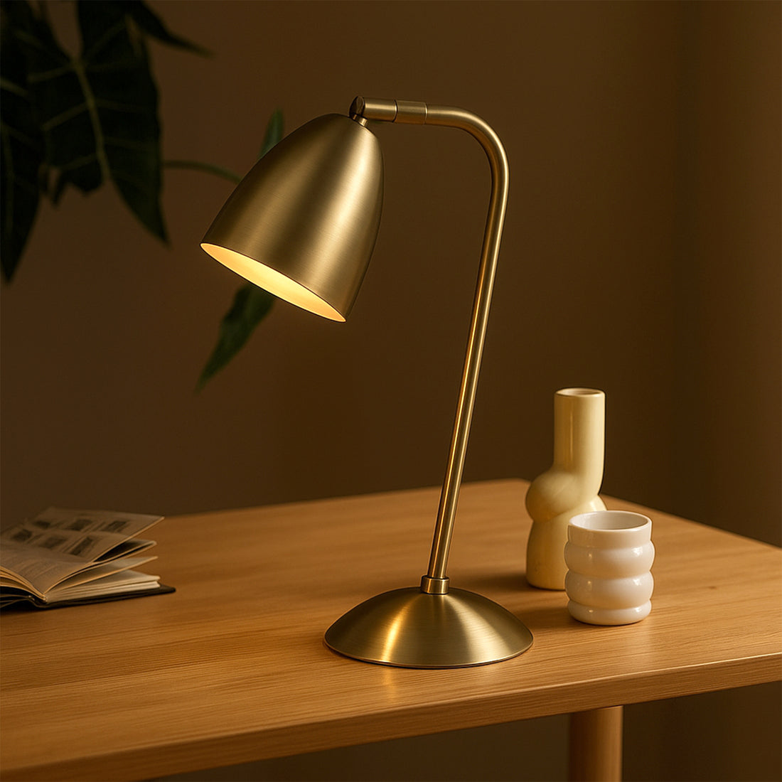 Astro Touch Table Lamp - Satin Chrome/Antique Brass