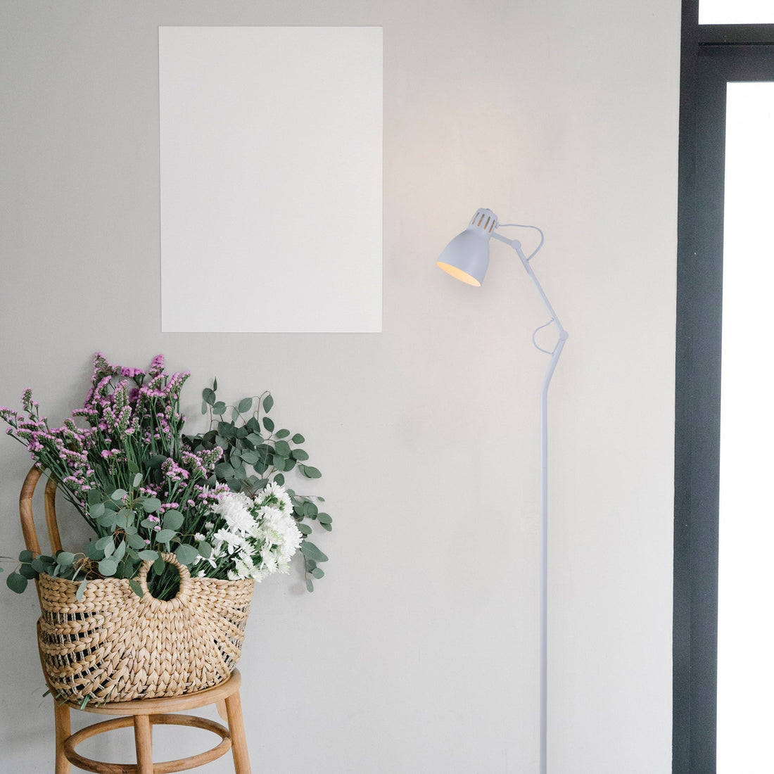 Nord Metal Floor Lamp - White/Satin Chrome/Antique Brass