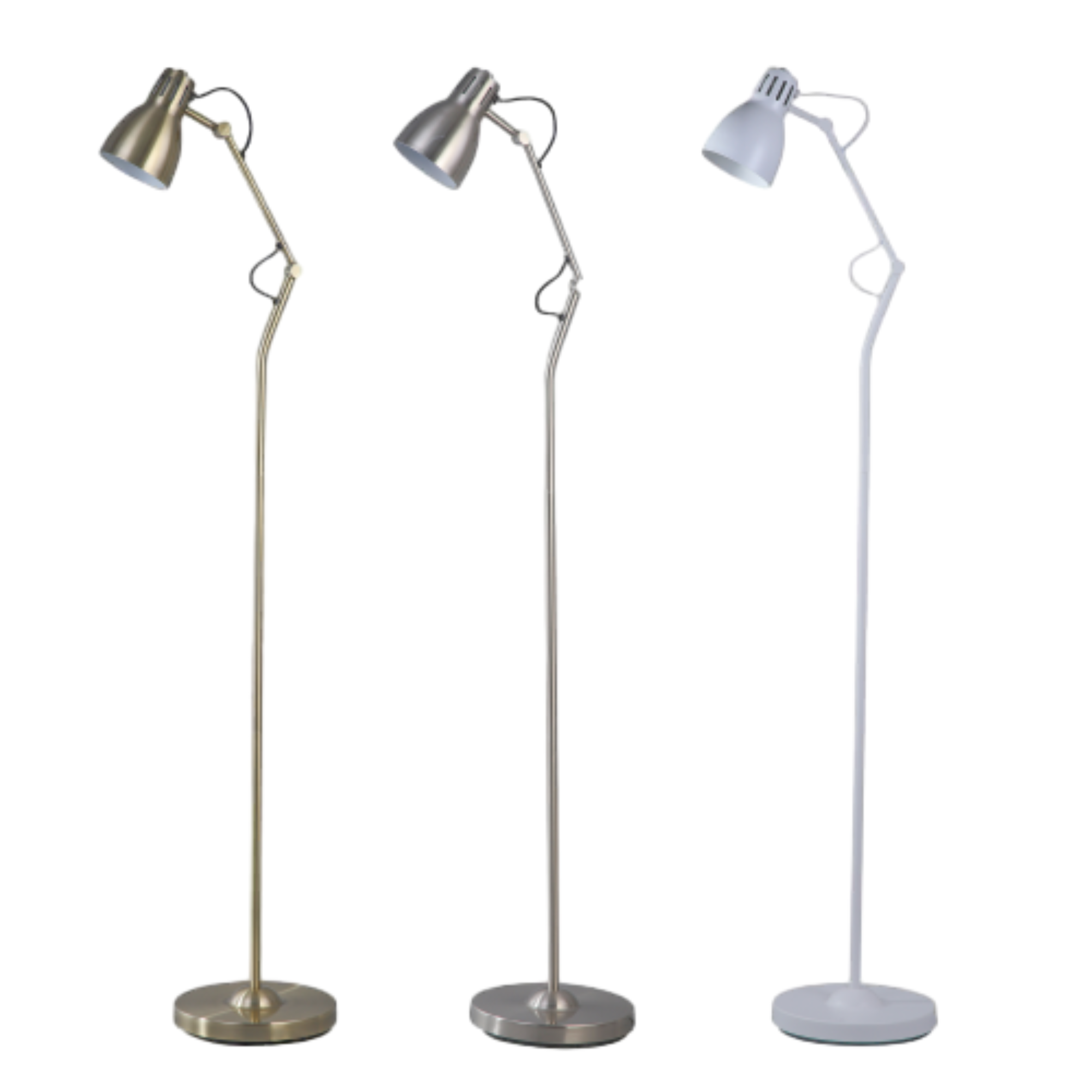 Nord Metal Floor Lamp - White/Satin Chrome/Antique Brass