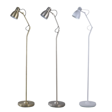 Nord Metal Floor Lamp - White/Satin Chrome/Antique Brass