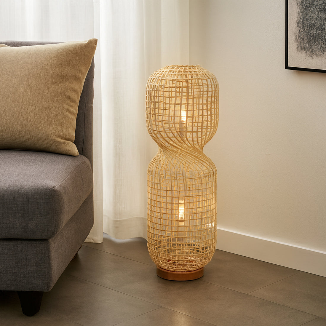 Twirla Rattan Floor Lamp - Large/Small