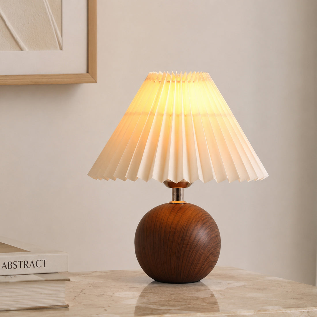 Orbelle Table Lamp - White/Walnut