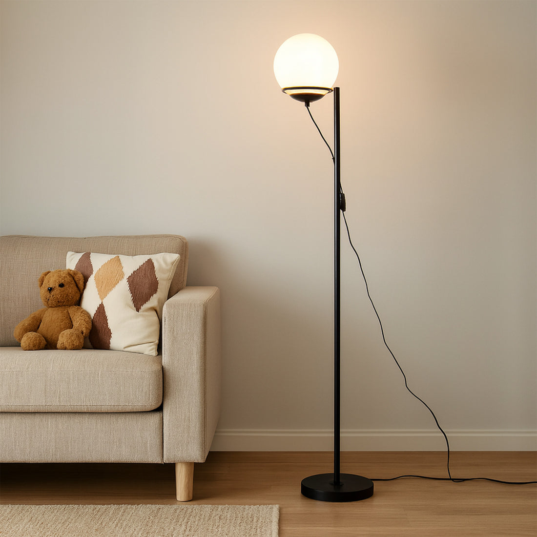 Sphera Floor Lamp - Opal/Smoky Glass