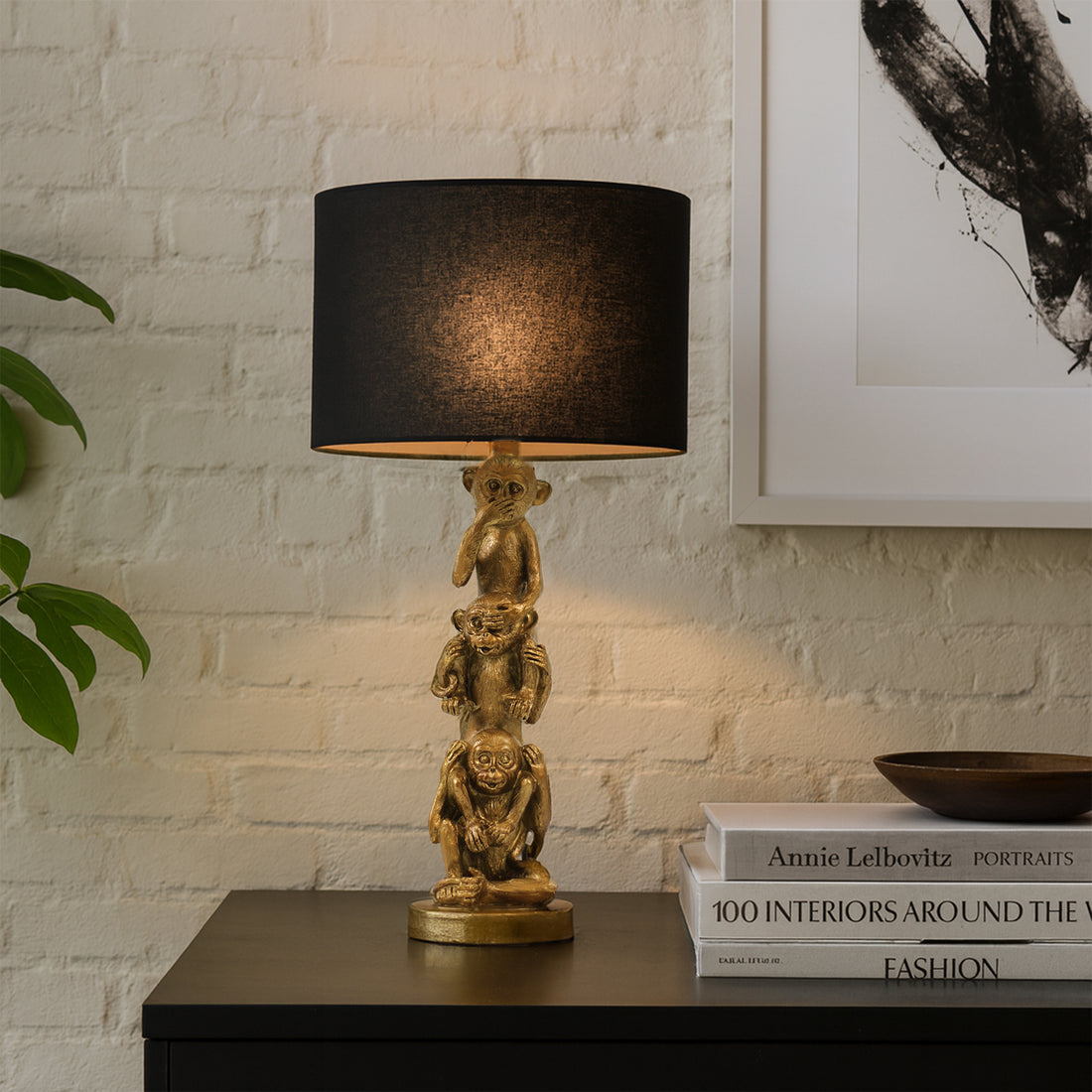 Sage Three Wise Monkey Table Lamp
