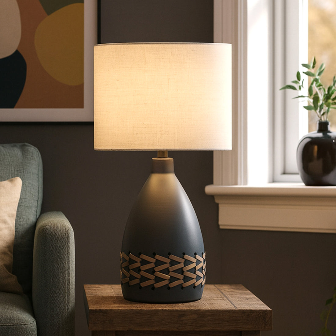 Piper Table Lamp - Grey/Cream/White