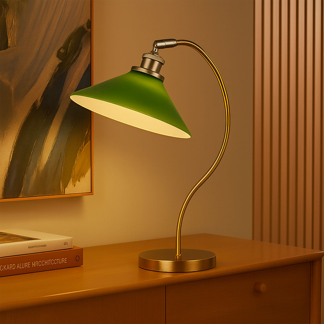 Gemma Glass Table Lamp - White/Green