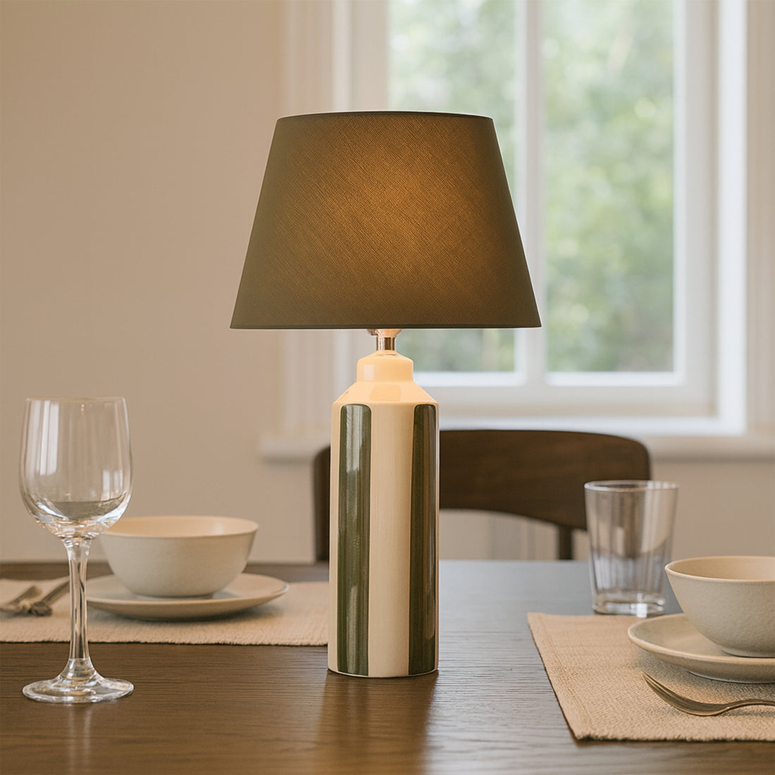 Asha Ceramic Table Lamp - Green/Blue