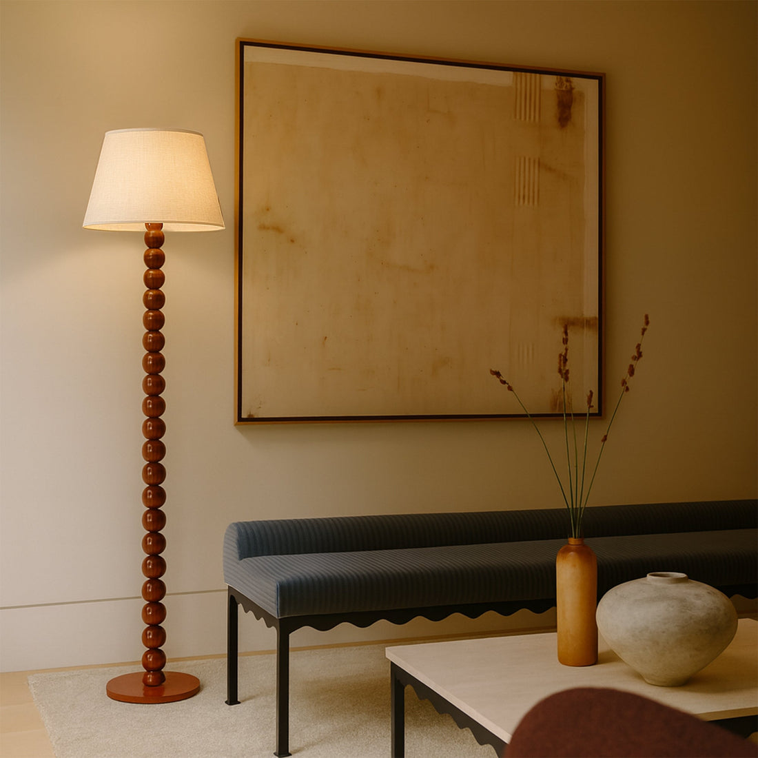 Pearl Orb Floor Lamp - Rust
