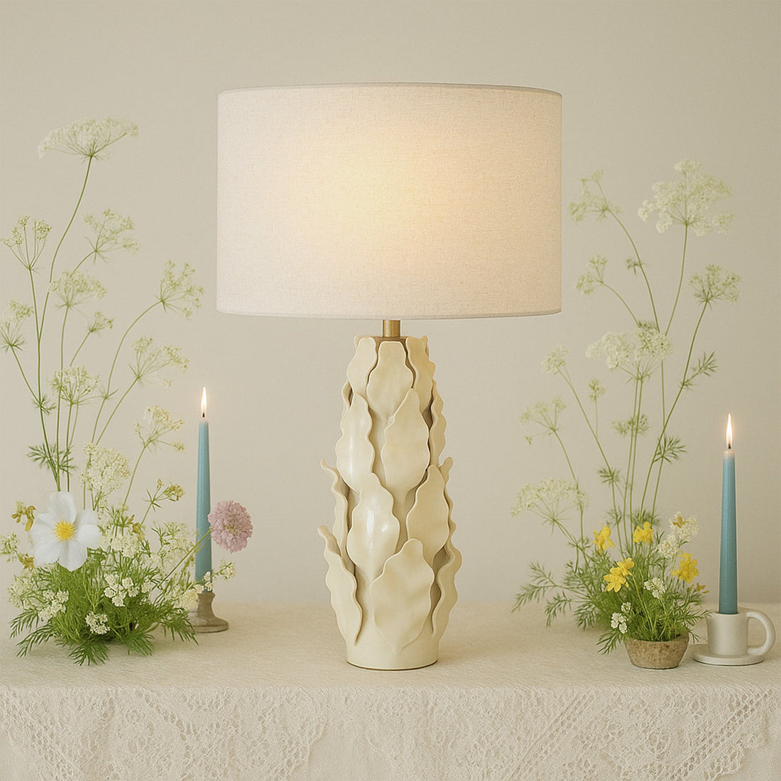 Layered Leaf Ceramic Table Lamp