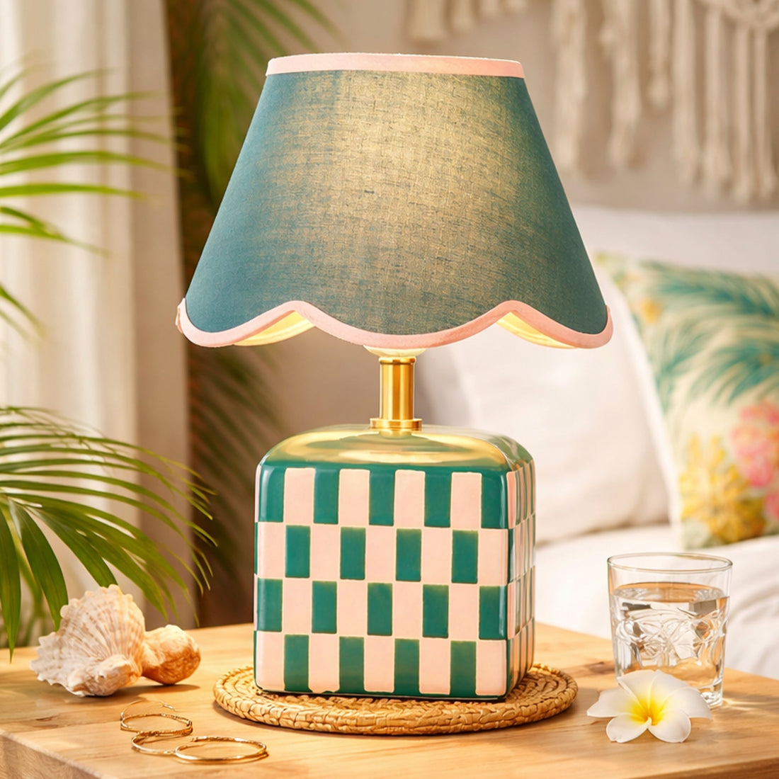Valentina Ceramic Table Lamp Green