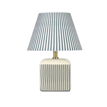Amaris Ceramic Striped Table Lamp Green