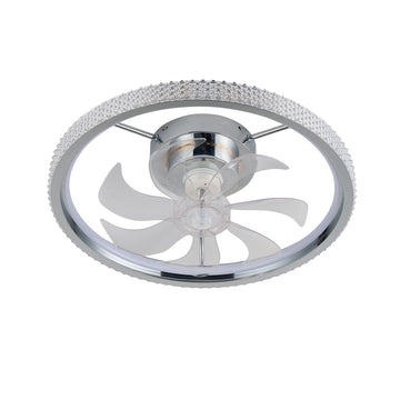 Aroa Flush DC Ceiling Fan with Dimmable LED Light Chrome