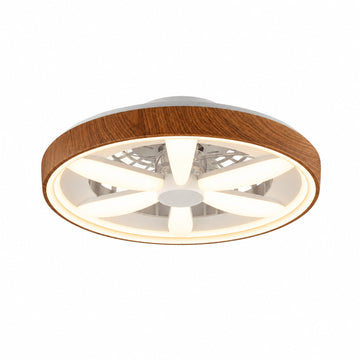 Eron Flush DC Ceiling Fan with Dimmable LED Light Wood