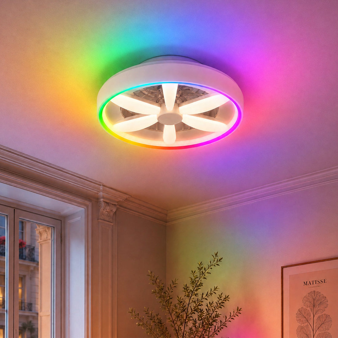 Eron Flush DC Ceiling Fan with Dimmable LED Light White
