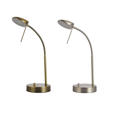 Jella LED Table Lamp - Satin Chrome/Antique Brass