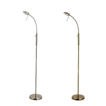 Jella LED Floor Lamp - Satin Chrome/Antique Brass