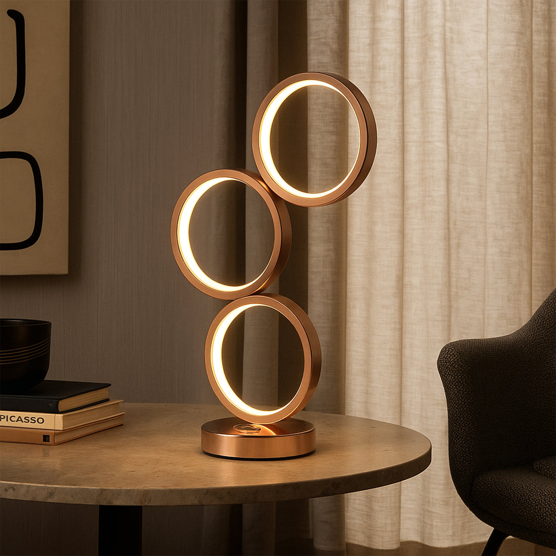 Iva LED Touch Table Lamp - Rose Gold/Chrome