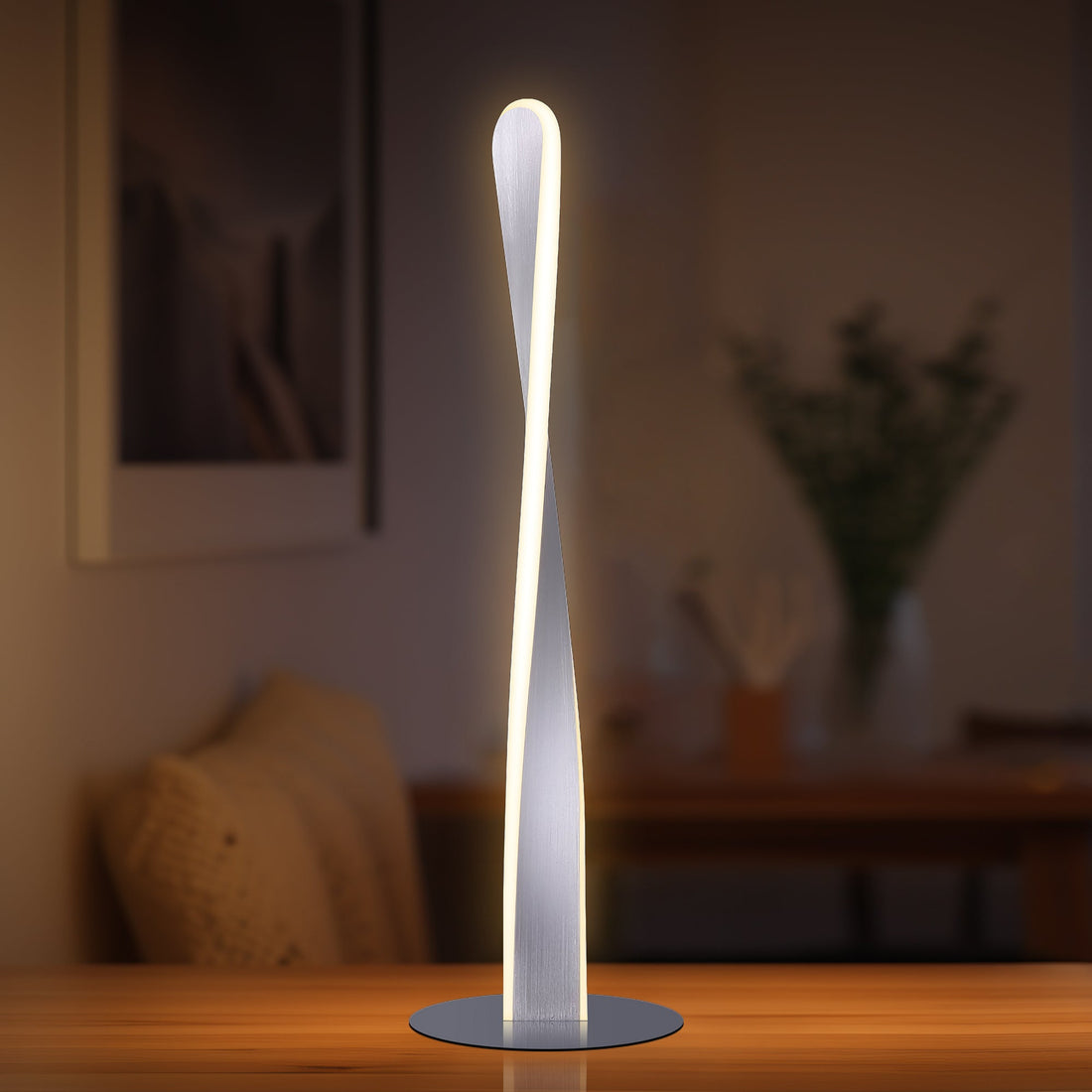 Enhalus LED Table Lamp - Brushed Chrome/Black