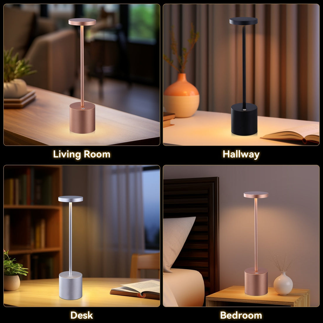 Portable LED Bar Table Lamp - Copper/Black/Silver