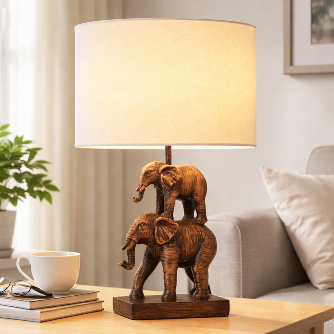 Mother And Calf Elephant LED Table Lamp