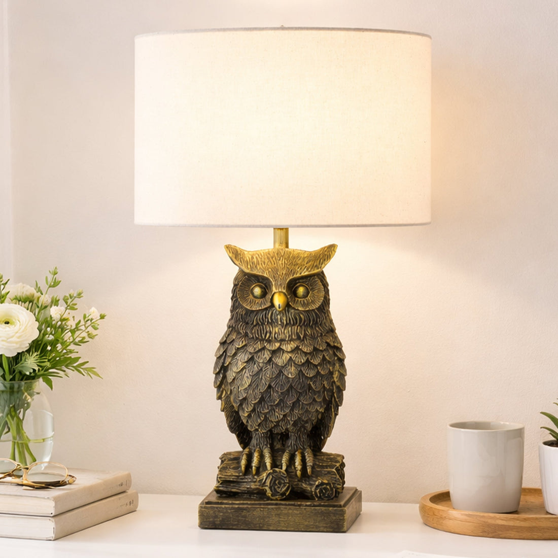 Owl Sculpture LED Table Lamp