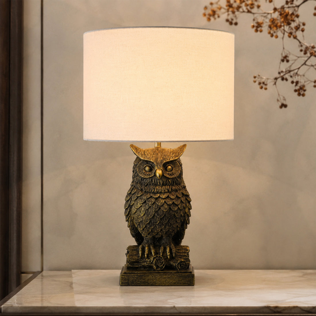 Owl Sculpture LED Table Lamp