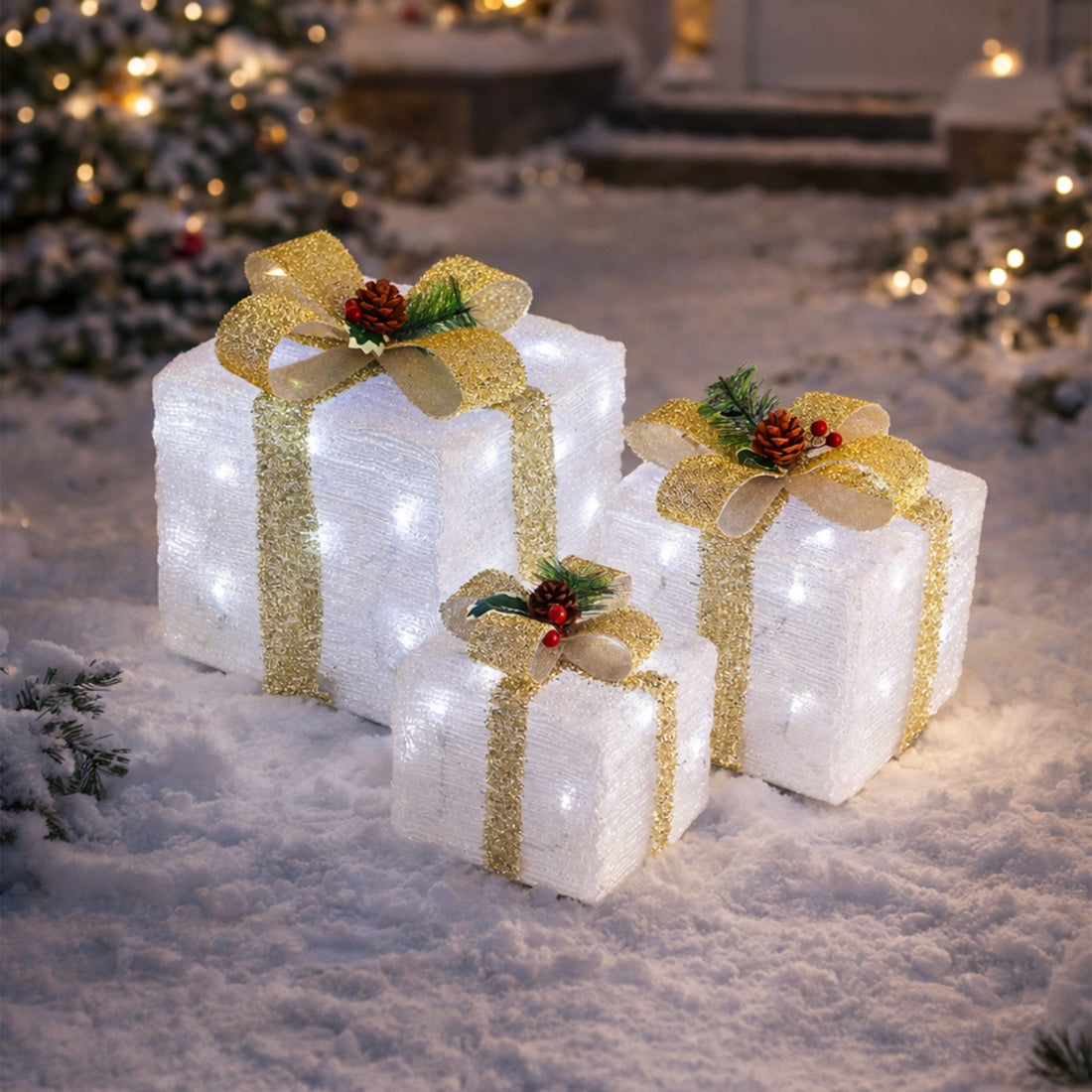 LED Acrylic Gift Box Set - Plug In - 3 pcs in a set