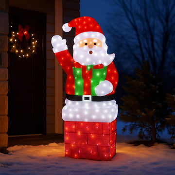 Acrylic Large Standing Santa with Gift Box